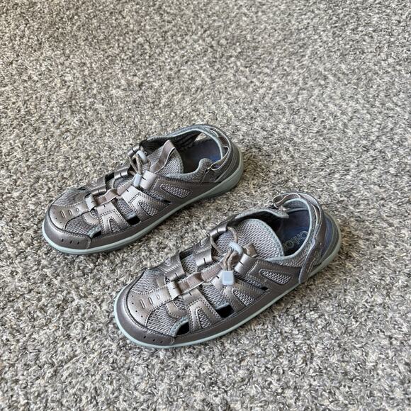 OrthoFeet Verona Heel Strap Pewter Strappy Sandals Sz 10.5 D Comfort - Picture 3 of 10